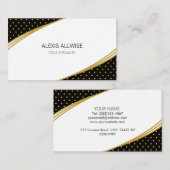 Carte De Visite Elégant noir or & blanc (Devant / Derrière)