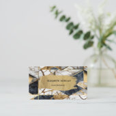 Carte De Visite Élégant Noir Or Géométrique Brush Stroke (Debout devant)