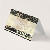 Carte De Visite Elégant noir, Parties scintillant or Confetti Cart (Devant)