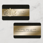 Carte De Visite Élégant, Noir, Parties scintillant or Lotus (Devant / Derrière)