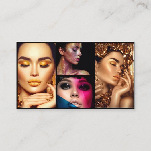 Carte De Visite Elégant noir photo collage photo moderne (Dos)