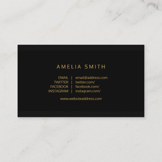 Carte De Visite Élégant noir rayures Script Blogger médias sociaux (Dos)
