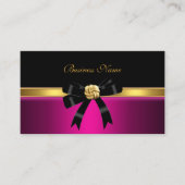 Carte De Visite Élégant noir rose vif bijou or Bow (Devant)