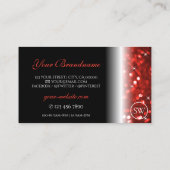 Carte De Visite Élégant Noir Rouge Parties scintillant Parkle Init (Dos)