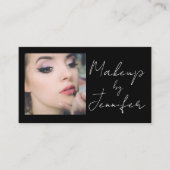 Carte De Visite Élégant noir Script QR Code maquillage photo (Devant)