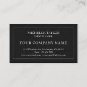 Carte De Visite Elégant Noir Silver Mandala Professionnel (Devant)