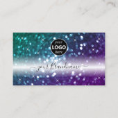 Carte De Visite Élégant noir Turquoise violet Parties scintillant  (Devant)