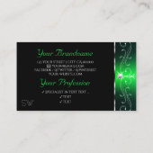 Carte De Visite Élégant noir vert orné bijoux étincelant Initiales (Dos)