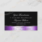 Carte De Visite Elégant Noir Violet Lignes De Décor Courbé Chatoya (Dos)