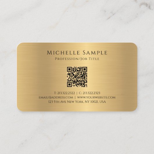 Carte De Visite Élégant nom de calligraphie QR Code Gold Monogramm (Dos)