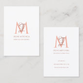 Carte De Visite Élégant nom de monogramme Rose blanche or (Devant / Derrière)