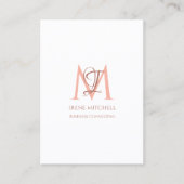 Carte De Visite Élégant nom de monogramme Rose blanche or (Devant)