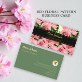 Carte De Visite Élégant nom floral rouge