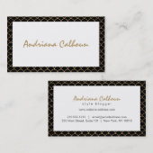 Carte De Visite Élégant nom manuscrit avec Motif Art Déco (Devant / Derrière)