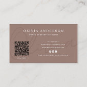 Carte De Visite Élégant Nom Manuscrit Gris Foncé, Code QR (Dos)