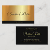 Carte De Visite Élégant nom manuscrit Modèle noir & or (Devant / Derrière)
