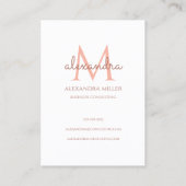 Carte De Visite Élégant Nom Monogramme Blush Rose Blanc (Dos)