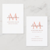 Carte De Visite Élégant Nom Monogramme Blush Rose Blanc (Devant / Derrière)