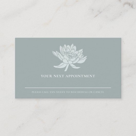 CARTE DE VISITE ÉLÉGANT NOMINATION FLORALE DUSKY BLUE LOTUS (Devant)