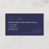 Carte De Visite Elégant notaire mobile indigo bleu foncé (Dos)
