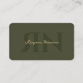 Carte De Visite Élégant Notaire Monogramme Armée Vert Moderne (Devant)