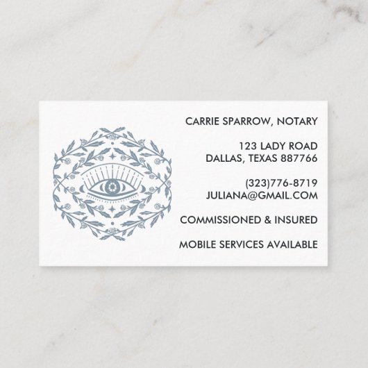 Carte De Visite Élégant Notaire Public Mystique OEil Rose Vines Ch (Dos)