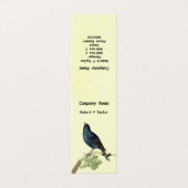 Carte De Visite Elégant oiseau noir sur Branche Caterpillar Jaune (Extérieur déplié)