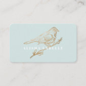 Carte De Visite Elégant oiseau perché Turquoise et or pâle (Devant)