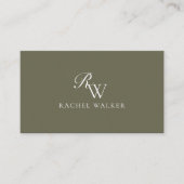 Carte De Visite Elegant Olive Green Monogram (Devant)