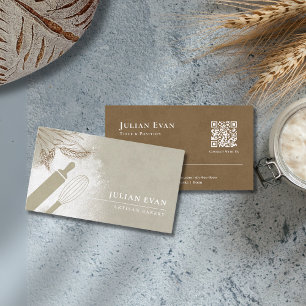 Carte De Visite Élégant Olive Green Pâtisserie Chef Artisan Boulan