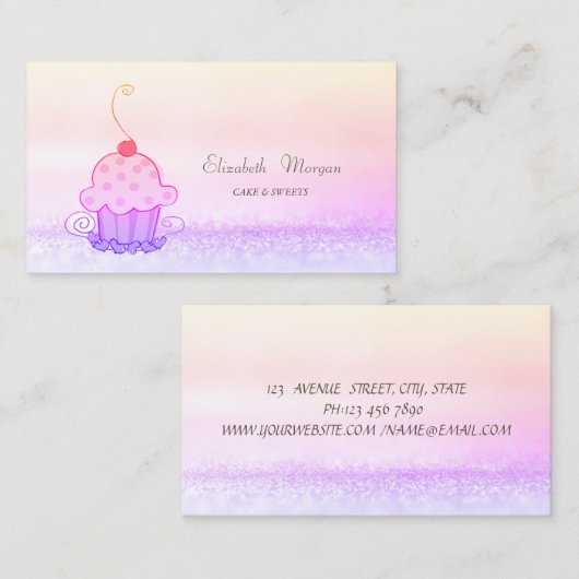 Carte De Visite Élégant Ombre Bokeh Gâteaux Moderne (Devant / Derrière)