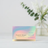 Carte De Visite Elegant Ombre Holographique Ajouter Votre Logo (Debout devant)