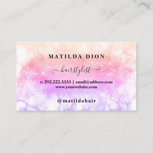 Carte De Visite Elégant ombre parties scintillant marbre coiffeuse (Dos)