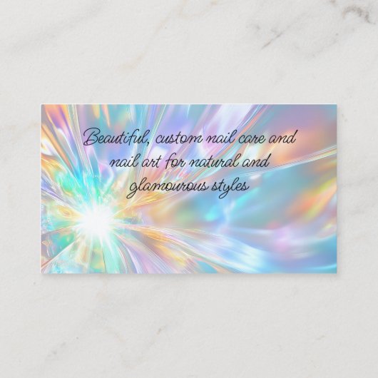 Carte De Visite Elégant Opal Holographique Crystal Pedicure Salon (Dos)