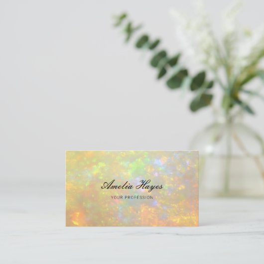 Carte De Visite Elegant Opal Stone Texture Modern Script (Debout devant)