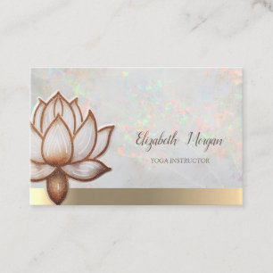 Carte De Visite Élégant Opale Holographique Or,Fleur de Lotus, Yog