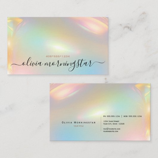 Carte De Visite Élégant Opalescent Abstrait (Devant / Derrière)