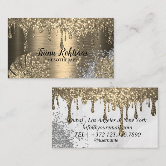 Carte De Visite Élégant or Abstrait Bokeh Parties scintillant bril (Devant / Derrière)