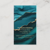 Carte De Visite Elégant Or & Agate Turquoise, Votre Logo Professio (Dos)