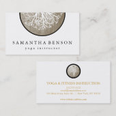 Carte De Visite Elégant or Aquarelle Arbre Yoga et méditation (Devant / Derrière)