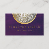 Carte De Visite Elégant or Aquarelle Arbre Yoga et méditation B (Devant)