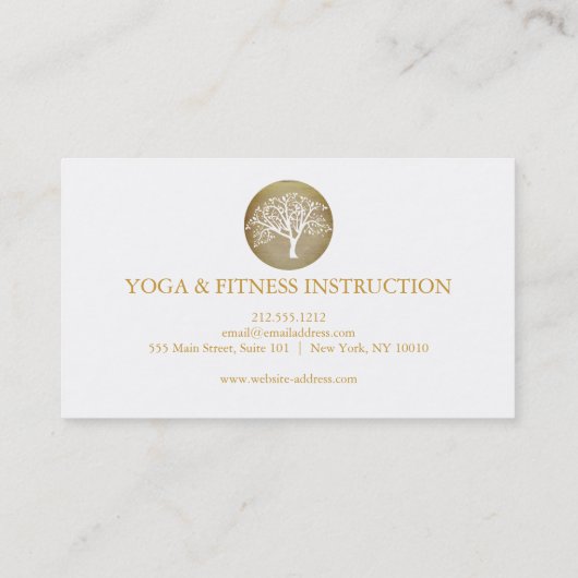 Carte De Visite Elégant or Aquarelle Arbre Yoga et méditation B (Dos)