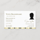 Carte De Visite Elégant or blanc clair avec logo et photo chic (Dos)
