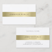 Carte De Visite Elégant or blanc Modèle simple et sophistiqué (Devant / Derrière)
