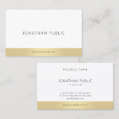 Carte De Visite Élégant Or Blanc moderne Professionnel minimal (Devant / Derrière)