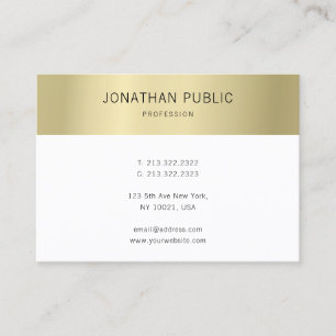 Carte De Visite Elégant Or Blanc Moderne Simple Modèle