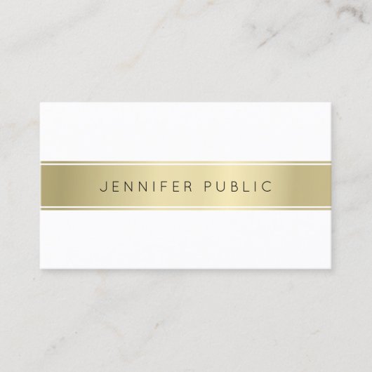 Carte De Visite Elégant Or Blanc Propre Design Modèle beau (Devant)