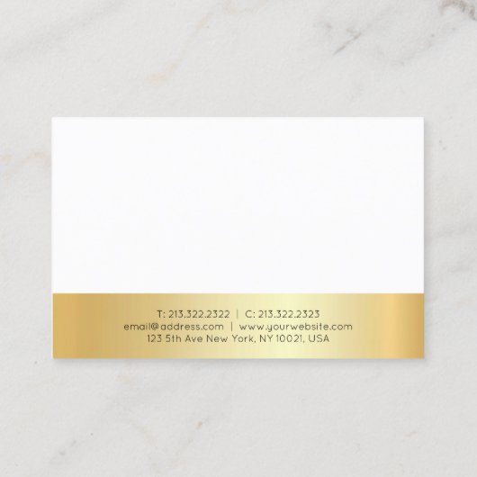 Carte De Visite Élégant Or Blanc Simple Modèle Moderne (Dos)