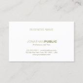 Carte De Visite Elégant Or Blanc Simple Plain Moderne Créatif (Dos)