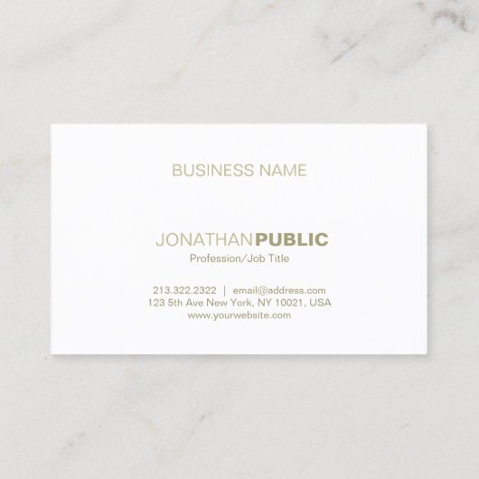 Carte De Visite Elégant Or Blanc Simple Plain Moderne Créatif (Dos)